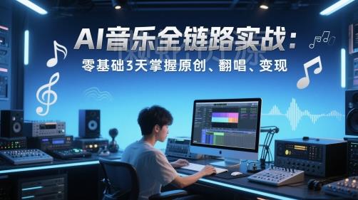 AI音乐全链路实战变现课:零基础3天掌握原创、翻唱、变现