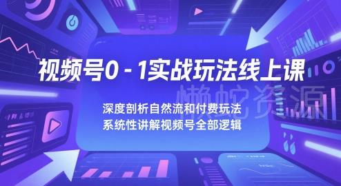 视频号0-1实战玩法线上课,深度剖析自然流和付费玩法,统性讲解视频号全部逻辑
