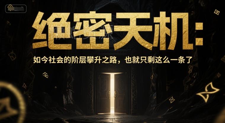 付费文章:绝密天机:如今社会的阶层攀升之路,也就只剩这么一条了