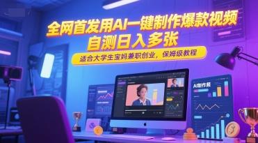 全网首发用AI一键制作爆款视频,自测日入多张,适合大学生宝妈兼职创业,保姆级教程