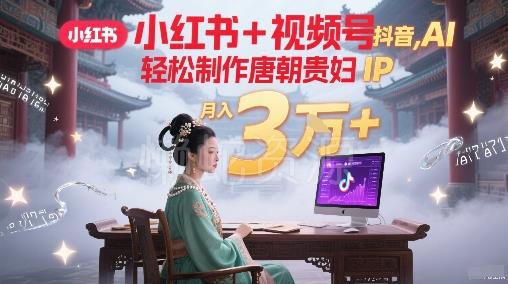 小红书+视频号+抖音,AI轻松制作唐朝贵妇IP,每天30分钟,轻松产出N条,月入3W+