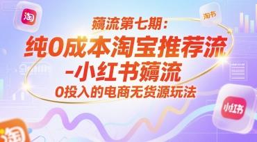 薅流第七期:纯0成本淘宝推荐流-小红书薅流最新版目,0投入的电商无货源玩法(附赠往期)