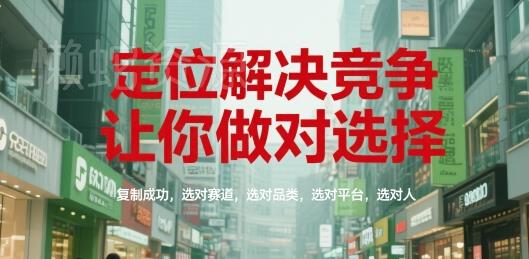 定位解决竞争,让你做对选择,复制成功,选对赛道,选对品类,选对平台,选对人