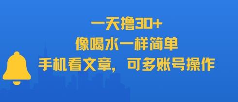 一天撸30+,像喝水一样简单,手机看文章,可多账号操作