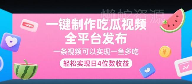 一键制作吃瓜视频,全平台发布,一条视频可以实现一鱼多吃,轻松实现日4位数收益【揭秘】