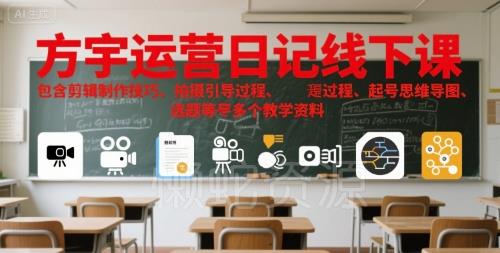 方宇运营日记线下课,包含剪辑制作技巧、拍摄引导过程、起号思维导图、选题等多个教学资料