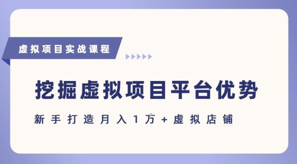 抓住虚拟项目各平台优势,新手轻松月入1W+(给出具体建议)