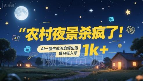 农村夜景杀疯了!AI一键生成治愈系慢生活,单日狂入1k+