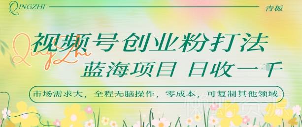 视频号创业粉打法，日入1k，蓝海项目，市场需求大，全程无脑操作，可复制