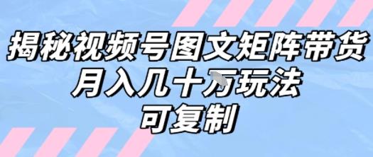解密视频号图文矩阵带货,月入几个W的打法,可复制