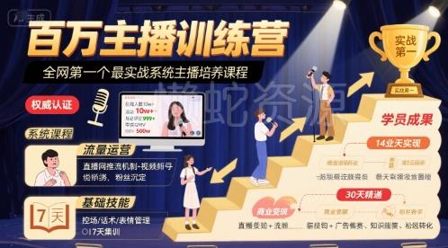 百万主播训练营,全网第一个最实战系统主播培养课程