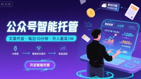 【公众号托管 】我提供文章,你复制发布,每天10分钟,最高躺入1W【揭秘】