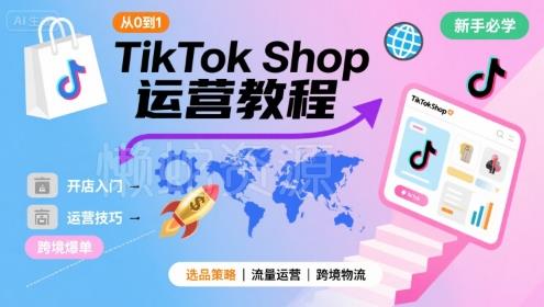 TikTok Shop从0到1运营教程,TikTok跨境电商新手必学课程
