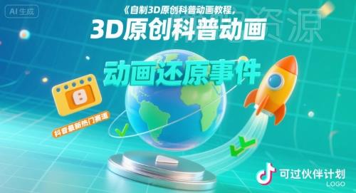 自制3D原创科普动画教程,动画还原事件,抖音最新热门赛道,可过伙伴计划