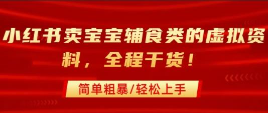 小红书卖宝宝辅食类的虚拟资料，从引流到私域变现，全程干货，简单粗暴，轻松上手