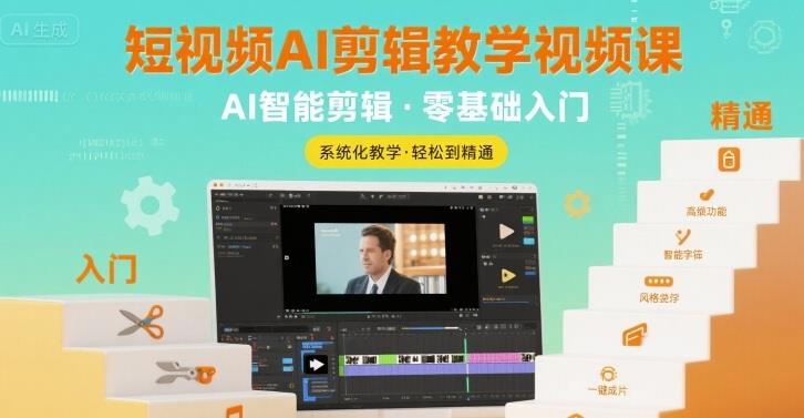 短视频AI剪辑教学视频课,入门到精通
