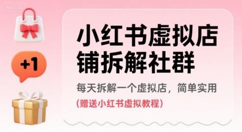 小红书虚拟店铺拆解社群,每天拆解一个虚拟店,简单实用(赠送小红书虚拟教程)