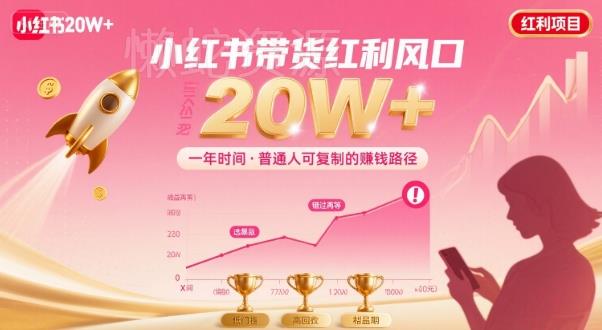 一年时间靠小红书带货项目年入20w+,最不能错的大红利项目