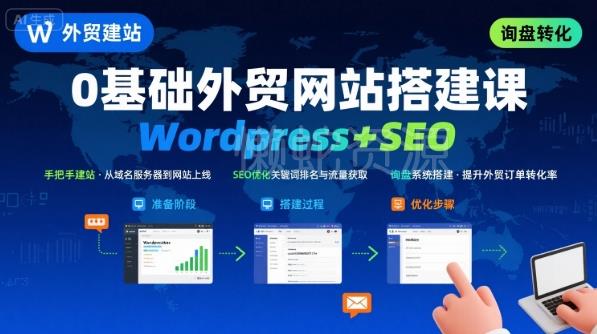 Wordpress外贸建站+SEO优化课程,手把手教你从0到1搭建可获得询盘的外贸网站