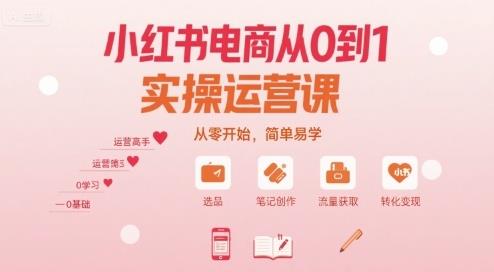 小红书电商从0到1实操运营课,从零开始,简单易学