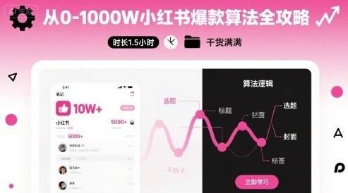 从0-1000W小红书爆款算法全攻略,时长1.5小时,干货满满
