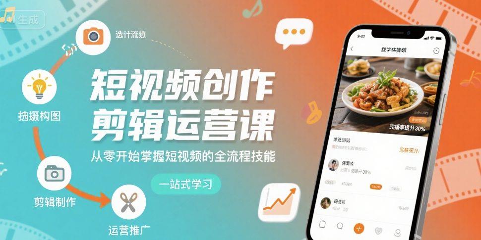 短视频创作剪辑运营课,从零开始掌握短视频的全流程技能