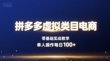 拼多多虚拟类目电商,零基础实战教学,单人操作每日100+