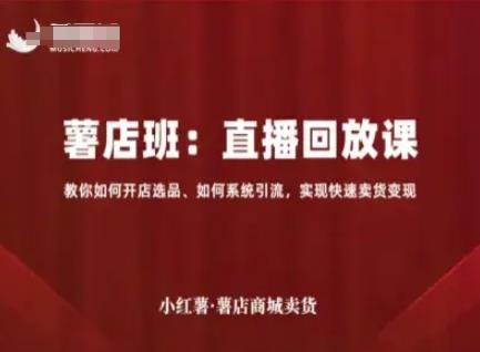 小红薯薯店商城卖货直播回放课,教你如何开店选品、如何系统引流,实现快速卖货变现