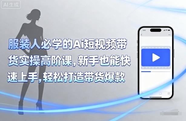 服装人必学的Ai短视频带货实操高阶课,新手也能快速上手,轻松打造带货爆款