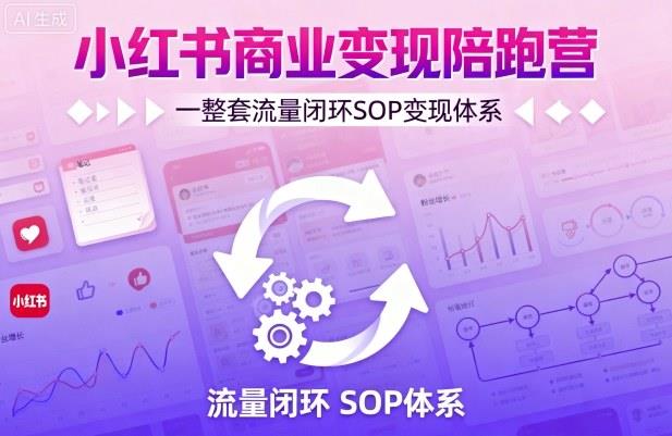 小红书商业变现陪跑营,轻IP矩阵 私域获客 聚光投流,一整套流量闭环SOP变现体系