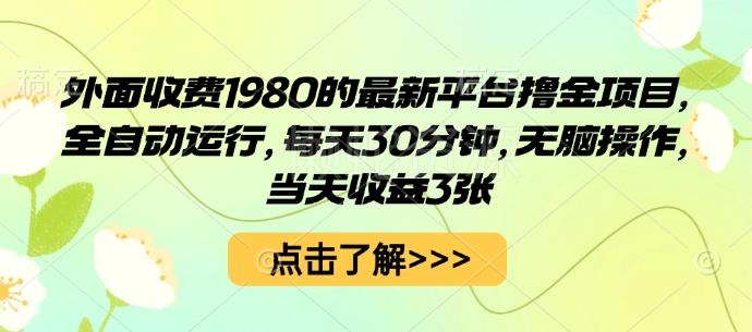 外面收费1980的最新平台撸金项目,全自动运行,每天30分钟,无脑操作,当天收益3张【揭秘】