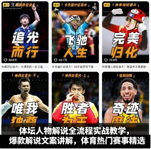 体坛人物解说全流程实战教学,爆款解说文案讲解,体育热门赛事精选