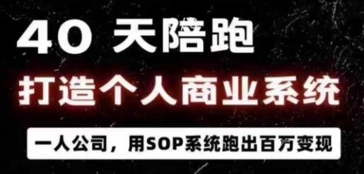 40天陪跑打造个人商业系统,一人公司,用SOP系统跑出百W变现