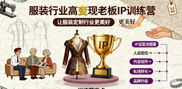 服装行业高变现老板IP训练营，让服装定制行业更美好