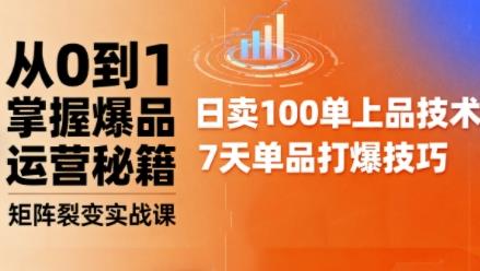 抖音小店爆品打造与矩阵裂变实战课,从0到1掌握爆品运营秘籍