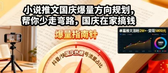 小说推文国庆爆量方向规划,帮你少走弯路,国庆在家搞钱
