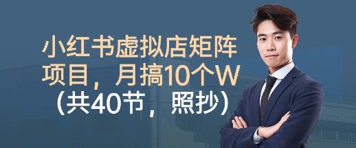小红书虚拟店矩阵项目,照抄照做,月搞1W+(共40节)