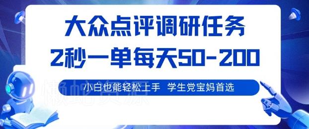 大众点评调研,电脑任务,2秒一单每天50-2张,学生党宝妈首选【揭秘】