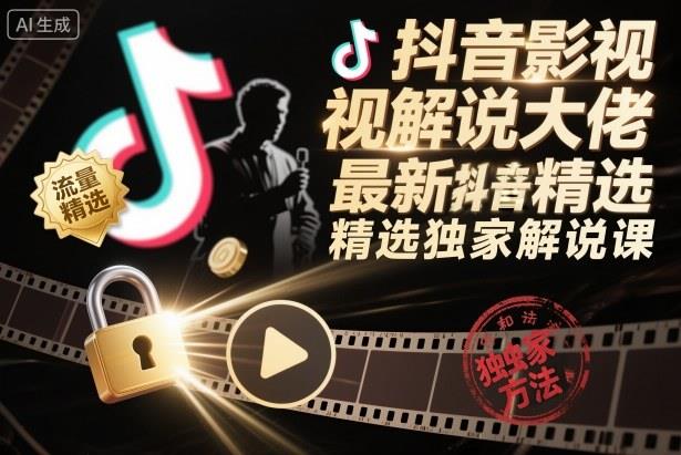 抖音影视解说大佬最新抖音进精选和独家方法，精选独家解说课
