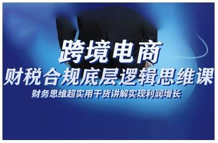 跨境电商财稅合规底层逻辑思维课,财务思维超实用于货讲解实现利润增长