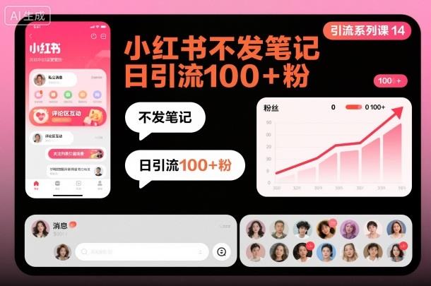 引流系列课14:小红书不发笔记日引流100+粉
