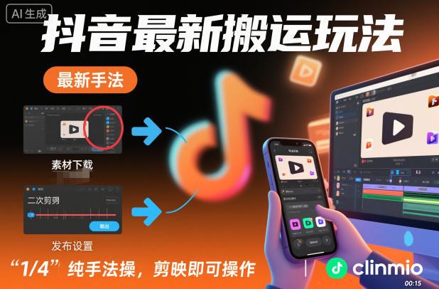 抖音最新搬运玩法,纯手法操作,剪映即可操作