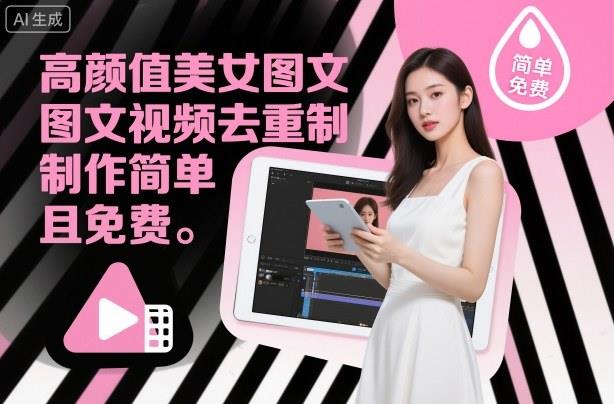 高颜值美女图文视频去重制作教学,制作简单且免费