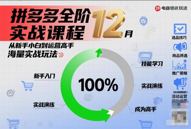 拼多多全阶实战课程12月,从新手小白到运营高手,海量实战玩法