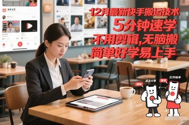 12月最新快手搬运技术,5分钟速学,不用剪辑无脑搬,简单好学易上手