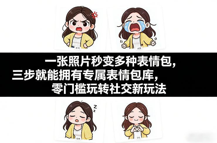 一张照片秒变多种表情包,三步就能拥有专属表情包库,零门槛玩转社交新玩法【文档】