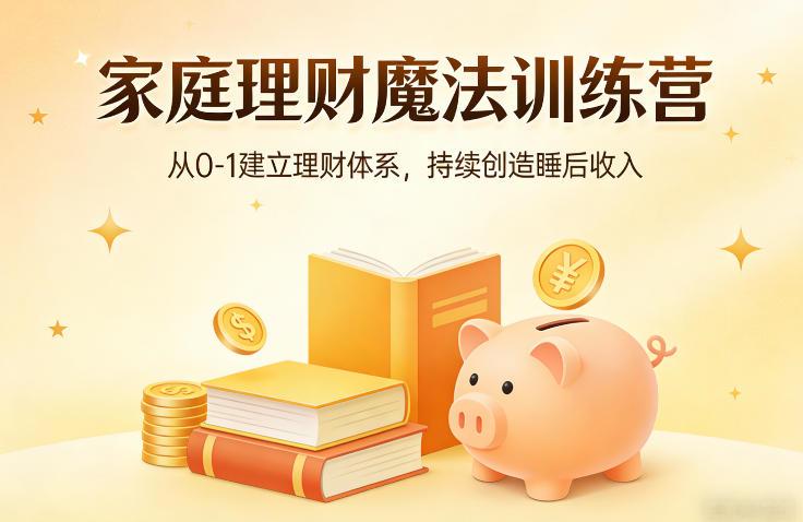 家庭理财魔法训练营,从0-1建立理财体系,持续创造睡后收入