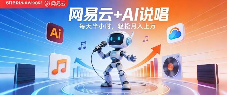 网易云+AI说唱，每天半小时，AI内容创作+流量变现，轻松月入1W