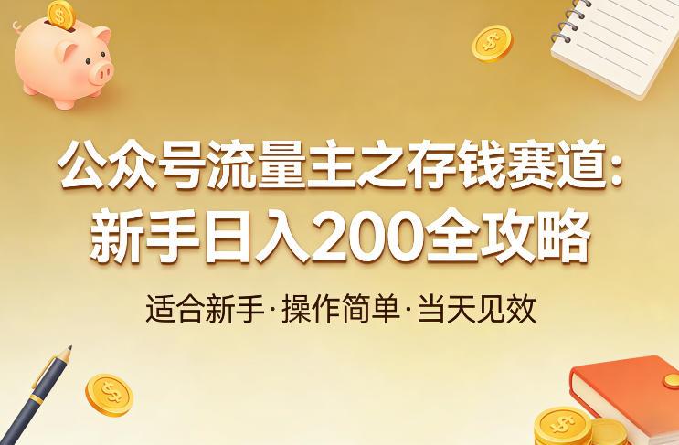 公众号流量主之存钱赛道,贴合当下需求,适合新手,一天收益2张