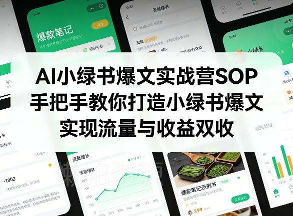 AI小绿书爆文实战营SOP,手把手教你打造小绿书爆文,实现流量与收益双收